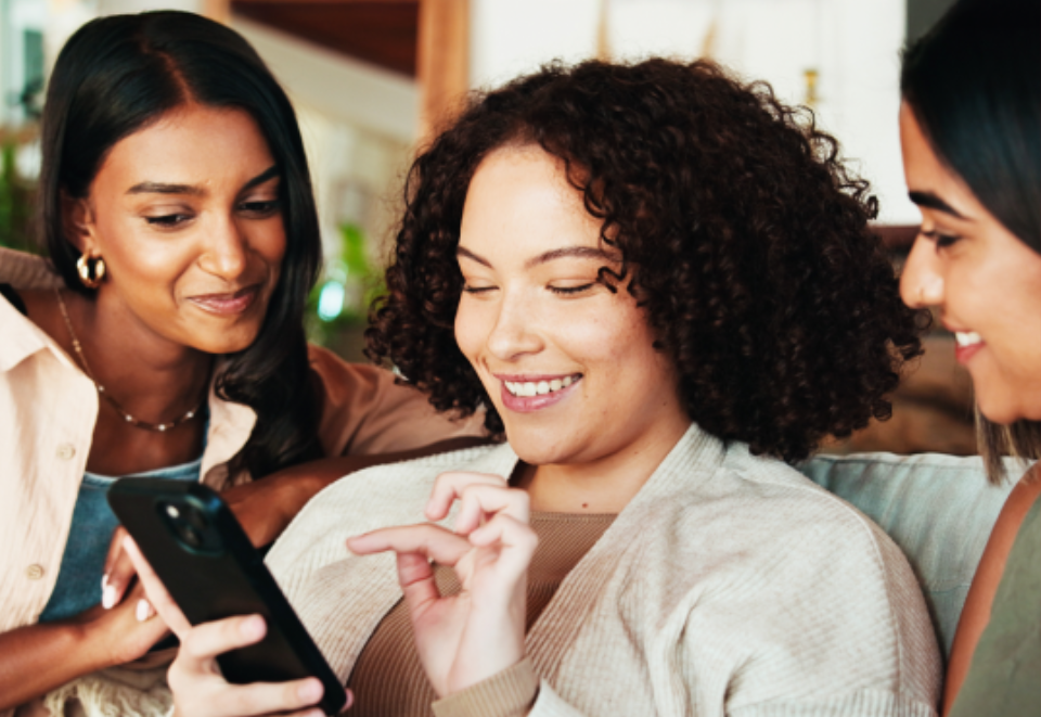 Woman using ef app